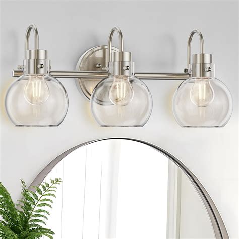 3 Lights Vanity Light, Brushed Nickel Bathroom Light Fixtures ...