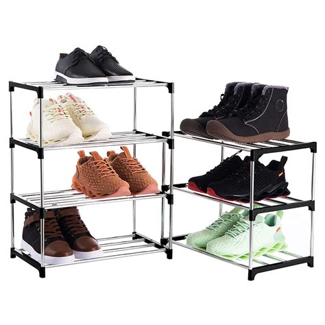 Buy 3-Tier Shoe Rack,Black Metal Shoe Rack Modern Shoe Storage ...
