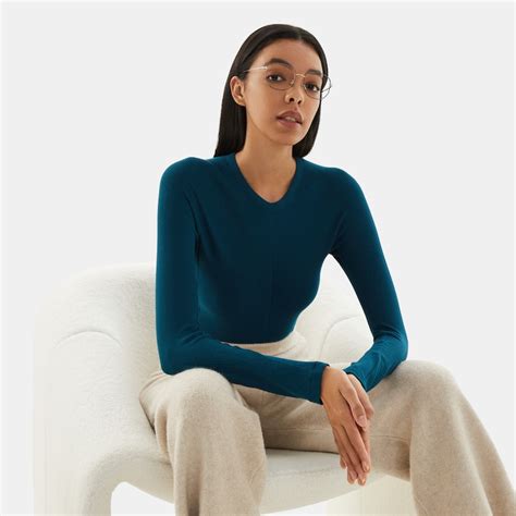Violet High Neck Herringbone Top in Deep Peacock | Women's Organic ...