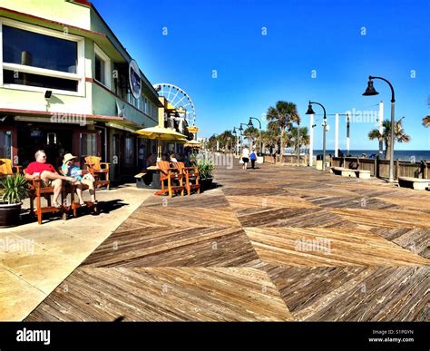 Oceanfront boardwalk and shops, Myrtle Beach, South Carolina Stock ...