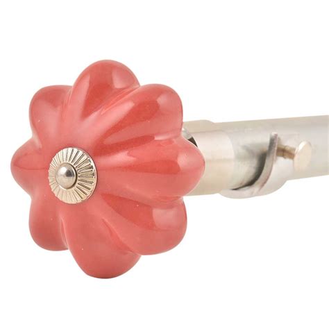 Ceramic Big Flower Shaped Red Curtain Rod Finial
