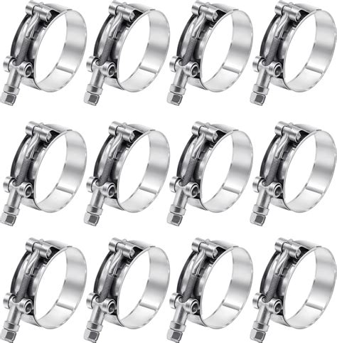 Amazon.com: 12 Pack 1.75 inch T-Bolt Hose Clamps, Stainless Steel_304 ...