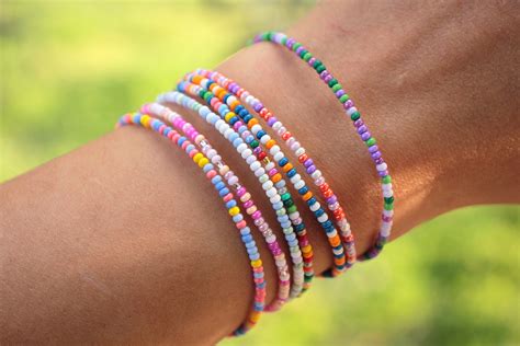 Rainbow Seed Bead Bracelet, Minimalist Beaded Bracelet, Dainty Seed ...