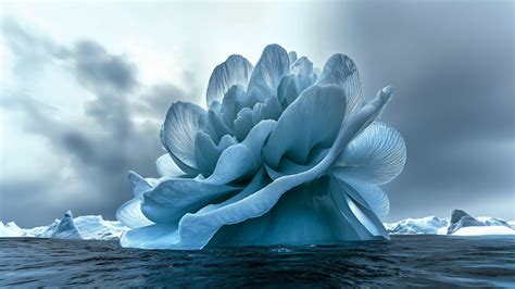 Download wallpaper 3840x2160 flower, iceberg, sea, blue 4k uhd 16:9 hd ...