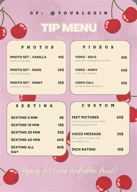 Easy to edit onlyfans tip menu template for fansly adult etsy uk – Artofit