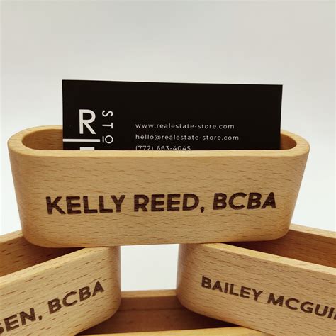 Wooden Business Card Holder, Custom Business Card Holder for Desk ...