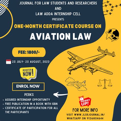 ONE-MONTH ONLINE CERTIFICATE COURSE ON “AVIATION LAW” BY LAW ADDA ...