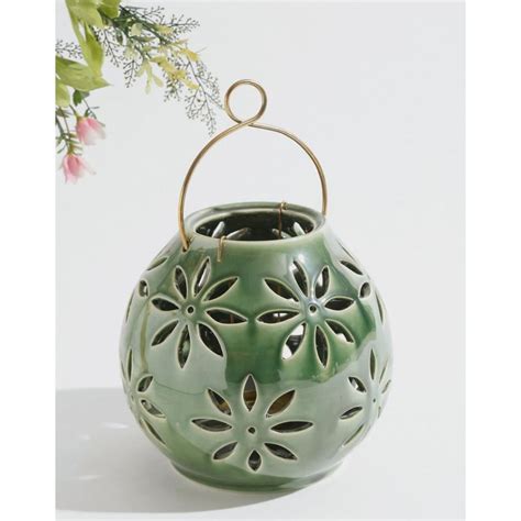 Buy Fabindia Green Aysha Ceramic Table Lantern Online