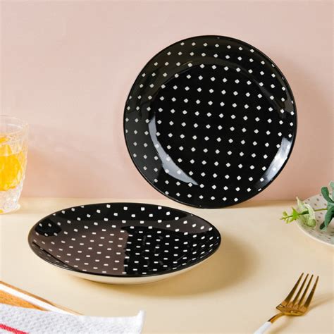 Retro Ceramic Snack Plate Black 7.5 Inch Set Of 2 Online - Premium ...