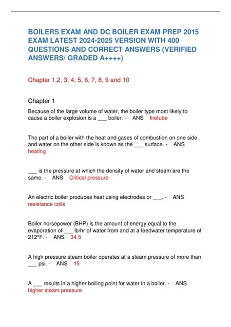 BOILERS EXAM AND DC BOILER EXAM PREP 2015 EXAM LATEST VERSION WITH 400 ...