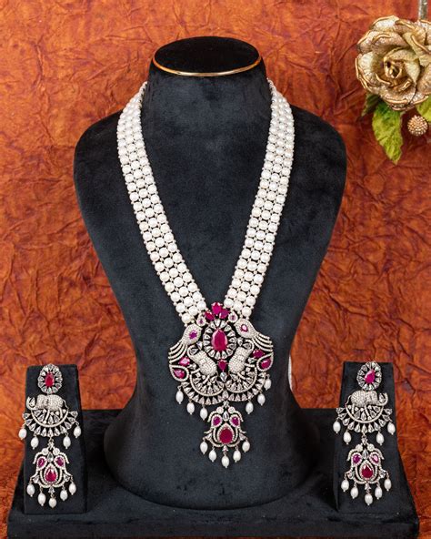 Authentic Hyderabadi Rani Haar – Real Pearl Set - (D.No ADPRLS2672 ...