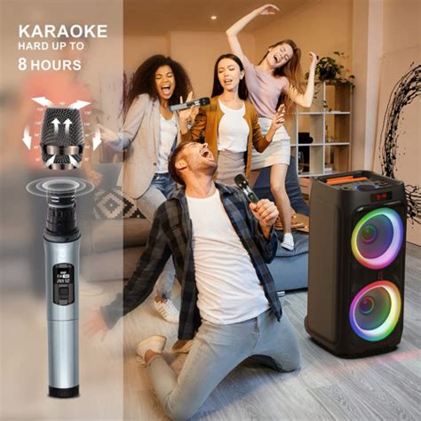 Buy Karaoke Machine with 2 Wireless Microphones for Adults, 8 Subwoofer ...