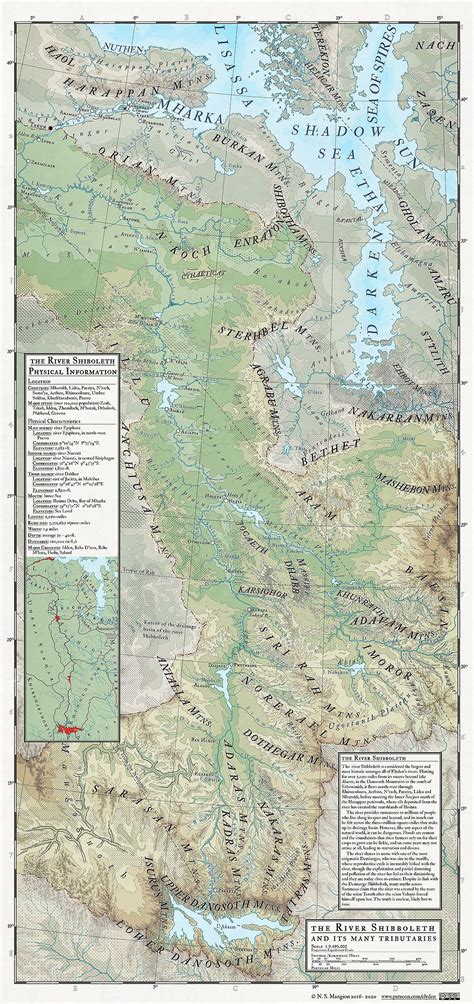 Map of the Middle East with Mountains and Rivers