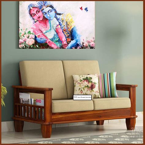 TSK iron & wood furniture Sheesham Wood 2 Seater Sofa Set for Home ...