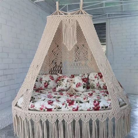 Aayan Macrame Cotton Swing Bed Cradle Hanger With Floral Pattern ...