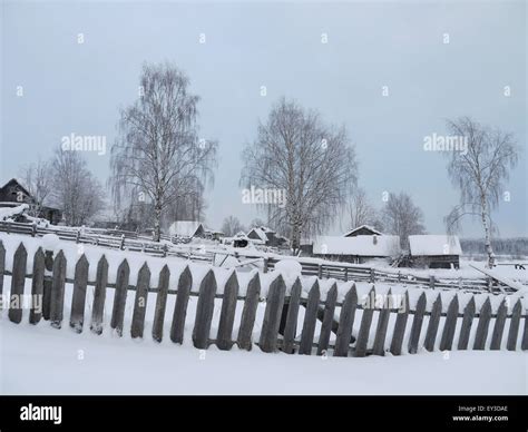 Winter in Russian village Stock Photo - Alamy