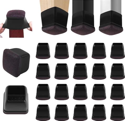 16 PCS Square Chair Leg Floor Protector, Silicone Chair Leg Cover ...