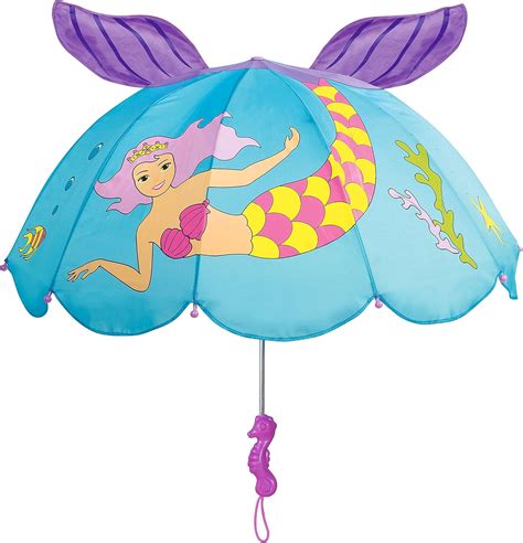 Buy Kidorable Blue Mermaid Umbrella for Girls with Fun Seahorse Handle ...