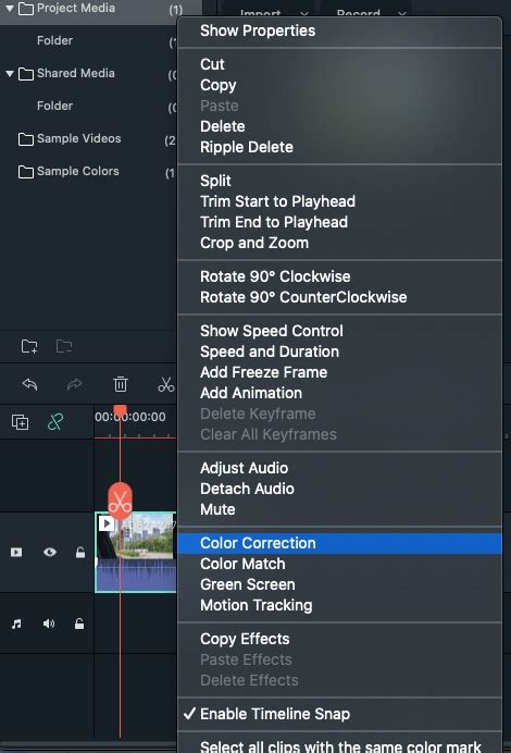 Color Tuning (color correction) in Filmora