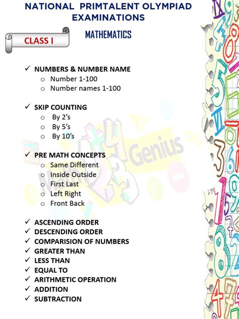 Image result for Class 1 Maths Syllabus PDF