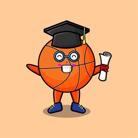 Kreskówka postać studenta koszykówki w dniu ukończenia szkoły z togą w ...