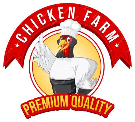 Personnage de dessin animé de chef de poulet avec logo Chicken Farm ...
