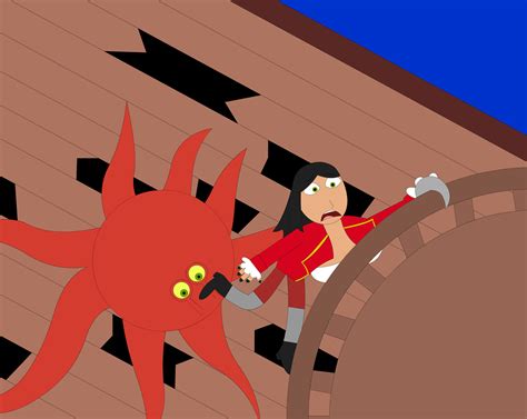 Ms. Hook Hanging on Crow's Nest over Octopus by hang-in-peril on DeviantArt