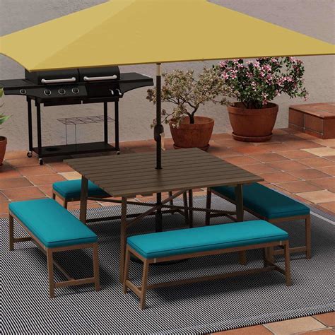 Turquoise Canvas Outdoor Bench Cushion | At Home