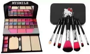 Mysmile kit with pack of 7 black makeup brushes with storage box ...