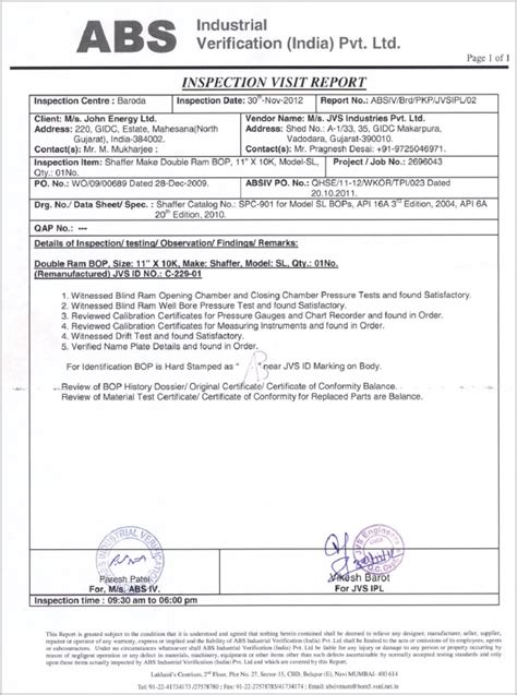 BOP repair & recertification » JVS Engineers