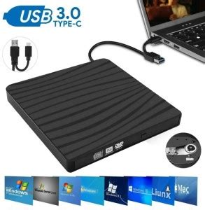 microware 2 in1 External DVD Drive USB 3.0 Type-C Portable Drive Slim ...