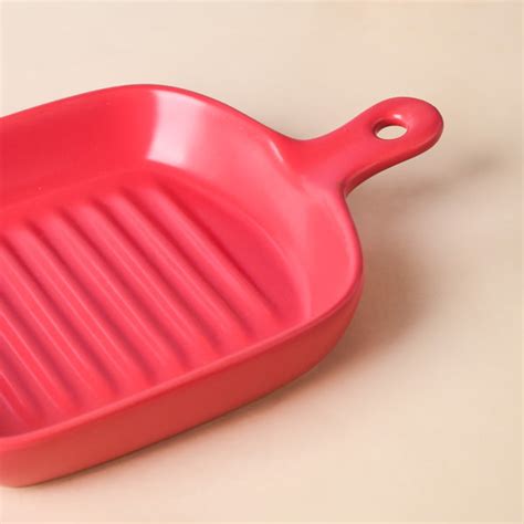 Red Ceramic Grill Plate Online - Premium Platter | Nestasia