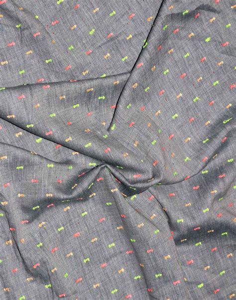 Multi color cotton twill chambray boota dress material fabric - Charu ...