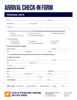 Fillable Online arrival check-in form Fax Email Print - pdfFiller