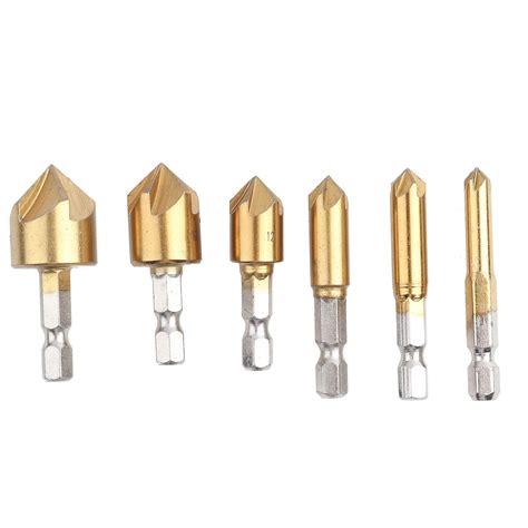 Chamfer Countersink, HSS Hex Shank 90 Degree Wood Chamfering Cutter 6mm ...