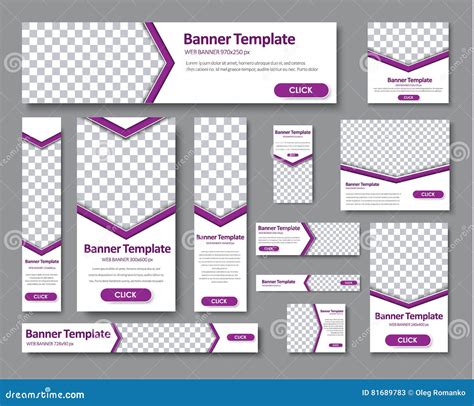 Templates Web Banners in Standard Sizes with Space for Photo Stock ...