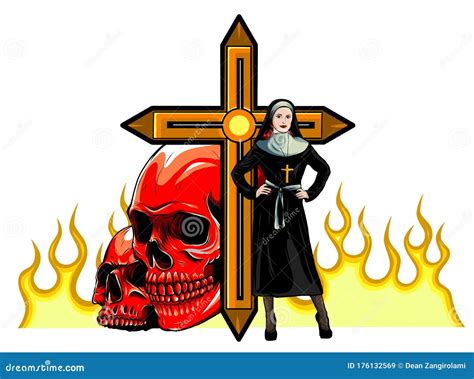 Nun Nurse Female Possessed by the Demon Stock Vector - Illustration of ...