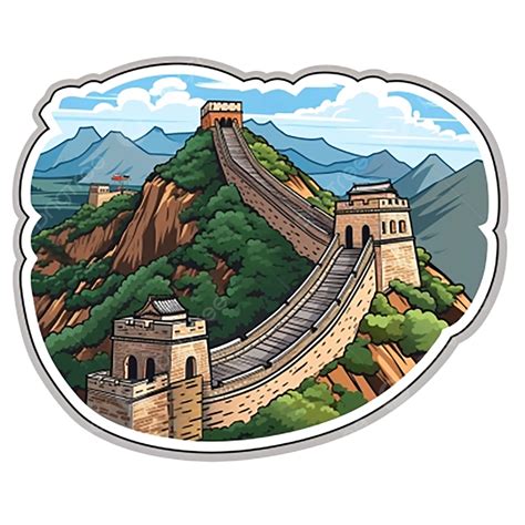 Beautiful Great Wall Of China Sticker White Background, Background ...