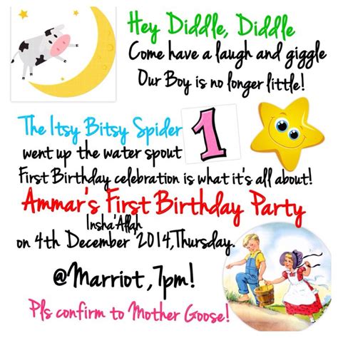 nursery rhyme invitation! | First Birthday Party- Theme Nursery Rhymes ...