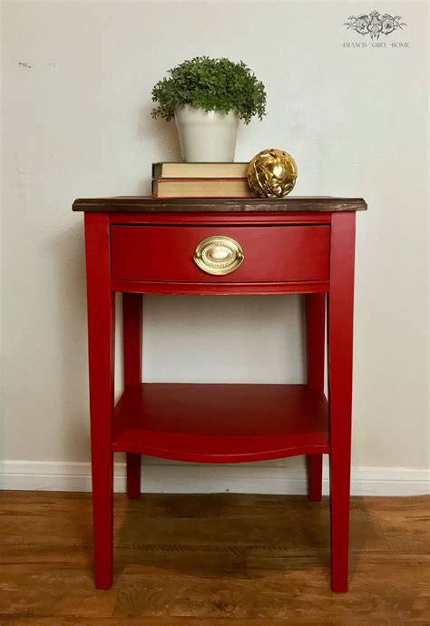 Vintage Red End Table - Behr Red Painted Side Table