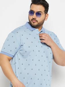 METRONAUT Plus Size Printed Men Polo Neck Blue T-Shirt - Buy METRONAUT ...