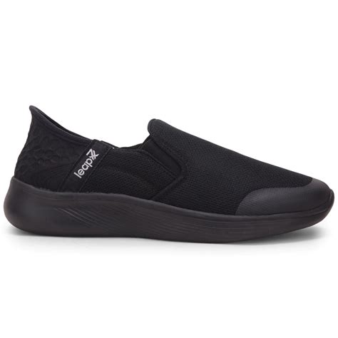 Buy Leap7x Black Sports Non Lacing Walking Shoes For Men EZZAR-1 By Liberty