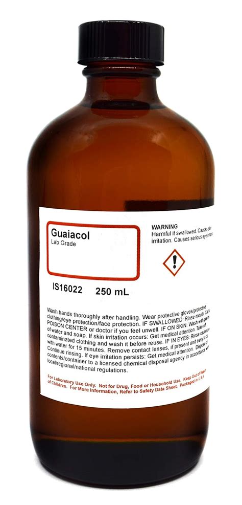 Laboratory-Grade Guaiacol, 250mL - The Curated Chemical Collection ...