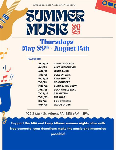 Summer Concert Series , 402 S Main St, Athens, PA 18810-1618, United ...