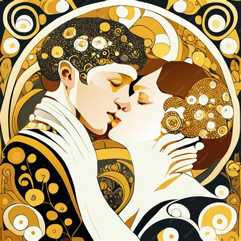 Premium Vector | Can you depict the painting the kiss by gustav klimt vector illustration