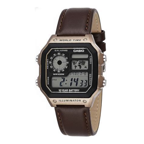 Casio AE-1200 Leather Regular – Multifunctional Digital Travel Watch ...