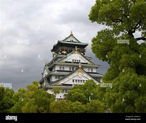 Osaka, Japan - April 22th 2024: Osaka city in the middle of trees in ...