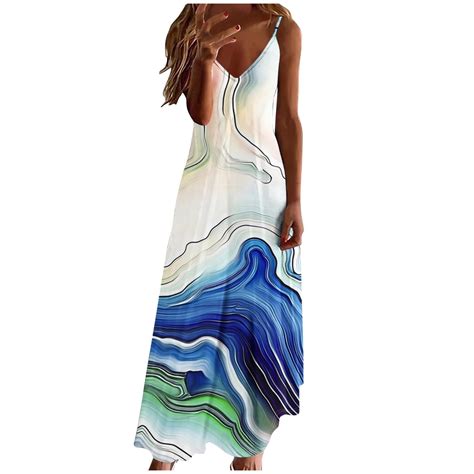 Htigea Summer Dresses for Women 2025 Sleeveless Spaghetti Strap V Neck ...