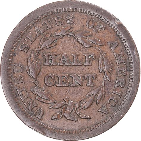 Coin, United States, Braided Hair Half Cent, Half Cent, 1851, U.S. Mint