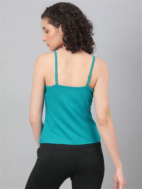 Shop Supima Spaghetti Tops & Summer Cotton Tops for Women-Teal ...
